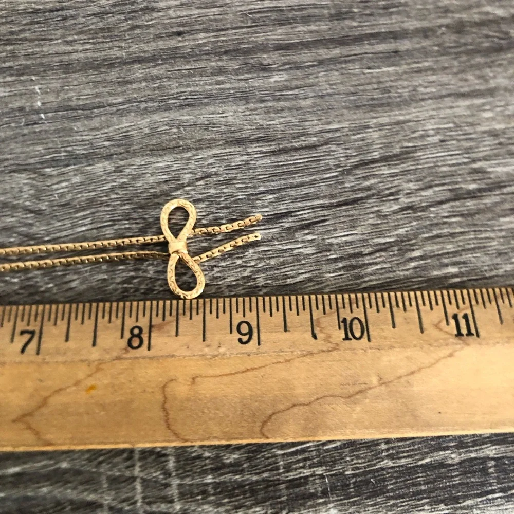 Vtg 70s Avon Gold Bow Necklace - Picture 9 of 10